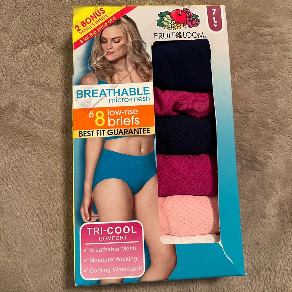 NWT Fruit OF The Loom Women Breathable Cotton-Mesh Briefs Underwear Random Color